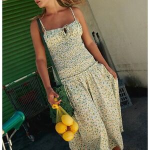 NWOT FREE PEOPLE Lavender Daze Dress Size M Floral‎ Midi Drop Waist